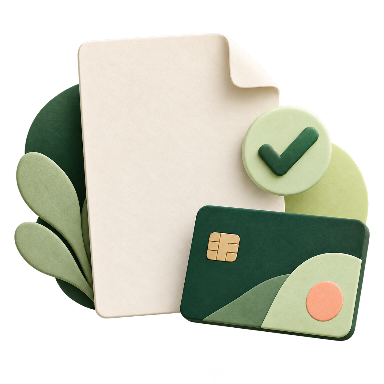 Document de mandat et carte bancaire avec coche